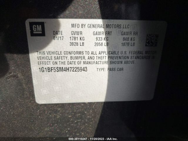 Photo 8 VIN: 1G1BF5SM4H7225943 - CHEVROLET CRUZE 