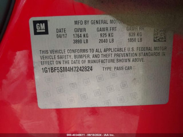 Photo 8 VIN: 1G1BF5SM4H7242824 - CHEVROLET CRUZE 