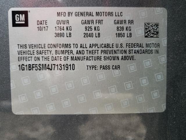 Photo 9 VIN: 1G1BF5SM4J7131910 - CHEVROLET CRUZE PREM 