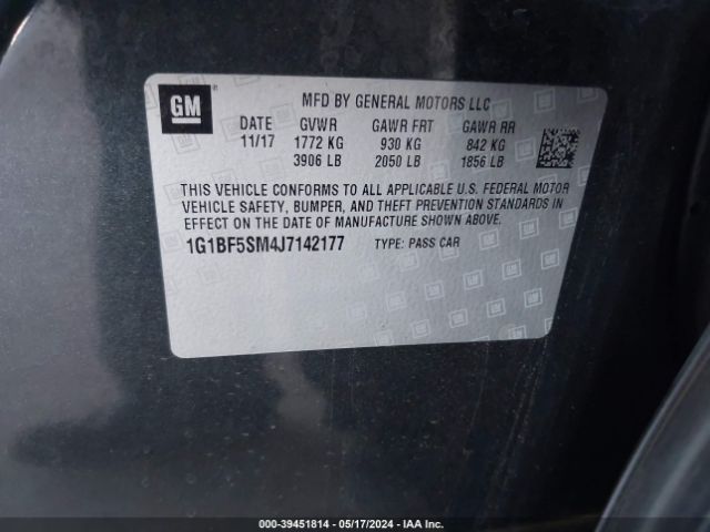 Photo 8 VIN: 1G1BF5SM4J7142177 - CHEVROLET CRUZE 