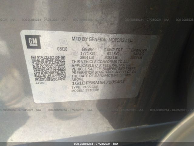 Photo 8 VIN: 1G1BF5SM5K7105463 - CHEVROLET CRUZE 