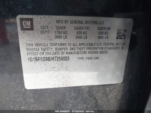 Photo 8 VIN: 1G1BF5SM6H7258023 - CHEVROLET CRUZE 