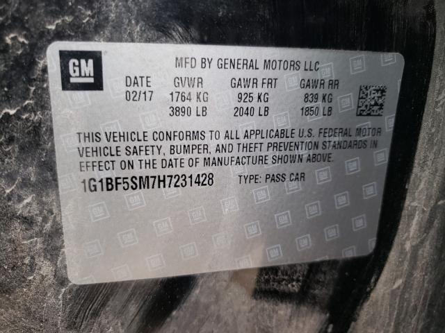 Photo 9 VIN: 1G1BF5SM7H7231428 - CHEVROLET CRUZE PREM 