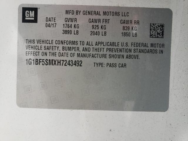 Photo 9 VIN: 1G1BF5SMXH7243492 - CHEVROLET CRUZE PREM 