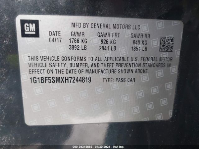 Photo 8 VIN: 1G1BF5SMXH7244819 - CHEVROLET CRUZE 