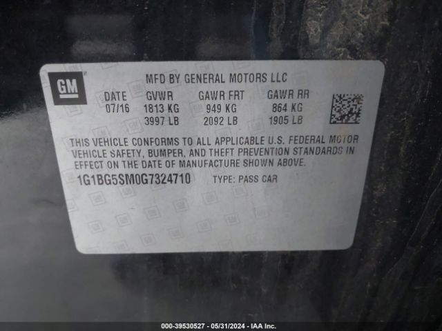 Photo 8 VIN: 1G1BG5SM0G7324710 - CHEVROLET CRUZE 