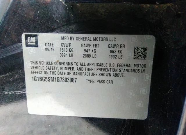 Photo 8 VIN: 1G1BG5SM1G7303087 - CHEVROLET CRUZE 