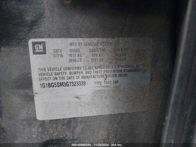 Photo 8 VIN: 1G1BG5SM3G7323339 - CHEVROLET CRUZE 