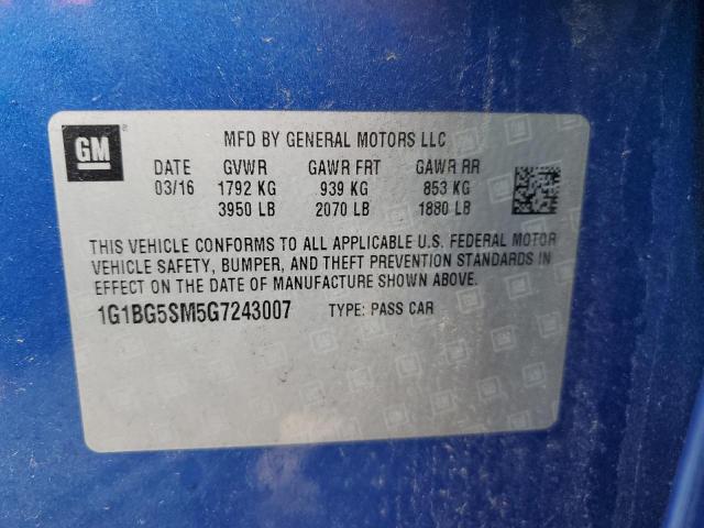 Photo 11 VIN: 1G1BG5SM5G7243007 - CHEVROLET CRUZE 