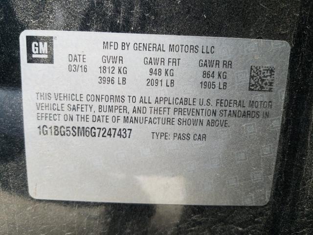 Photo 9 VIN: 1G1BG5SM6G7247437 - CHEVROLET CRUZE PREM 