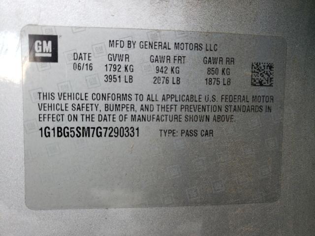 Photo 9 VIN: 1G1BG5SM7G7290331 - CHEVROLET CRUZE PREM 