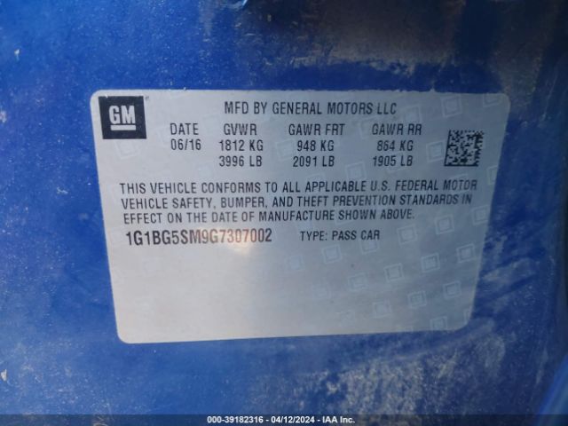 Photo 8 VIN: 1G1BG5SM9G7307002 - CHEVROLET CRUZE 