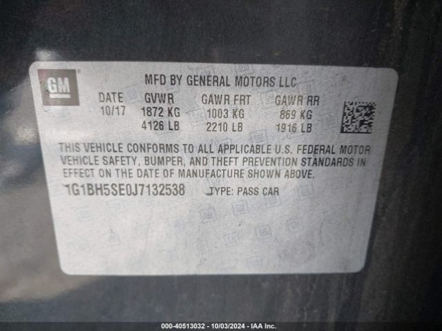 Photo 8 VIN: 1G1BH5SE0J7132538 - CHEVROLET CRUZE 