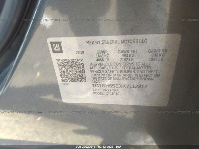 Photo 8 VIN: 1G1BH5SEXK7112217 - CHEVROLET CRUZE 