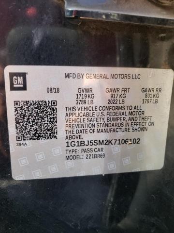 Photo 9 VIN: 1G1BJ5SM2K7106102 - CHEVROLET CRUZE 