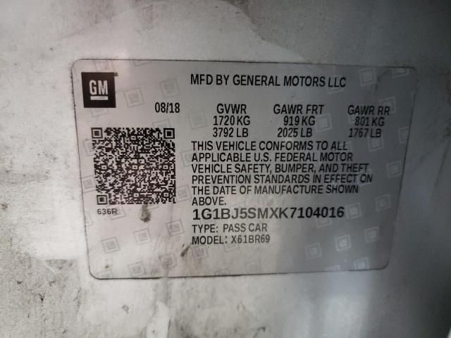 Photo 11 VIN: 1G1BJ5SMXK7104016 - CHEVROLET CRUZE 