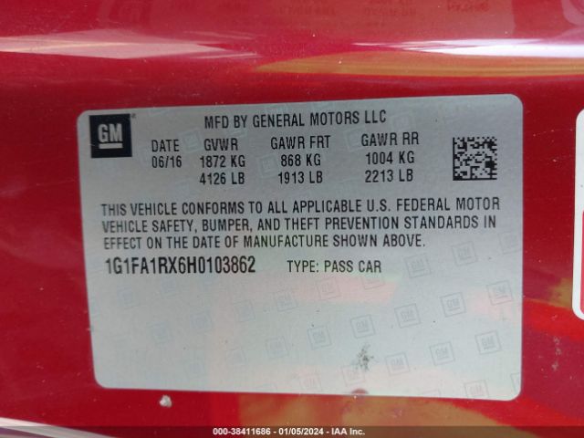 Photo 8 VIN: 1G1FA1RX6H0103862 - CHEVROLET CAMARO 