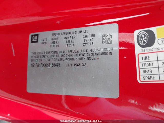 Photo 8 VIN: 1G1FA1RXXH0136475 - CHEVROLET CAMARO 