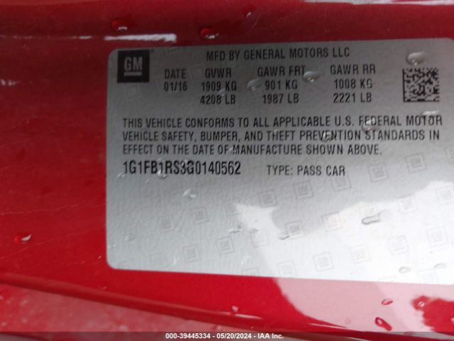 Photo 8 VIN: 1G1FB1RS3G0140562 - CHEVROLET CAMARO 