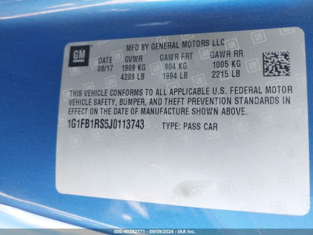 Photo 8 VIN: 1G1FB1RS5J0113743 - CHEVROLET CAMARO 