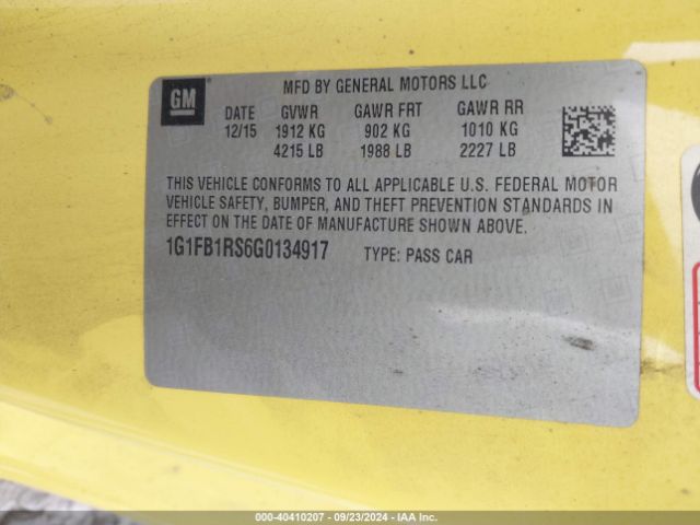 Photo 8 VIN: 1G1FB1RS6G0134917 - CHEVROLET CAMARO 