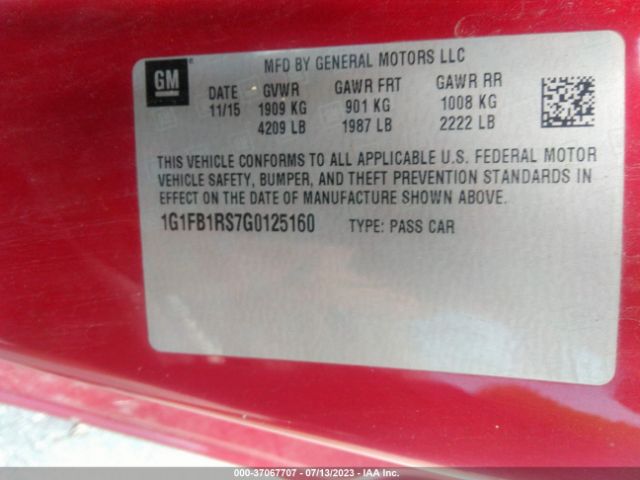 Photo 8 VIN: 1G1FB1RS7G0125160 - CHEVROLET CAMARO 