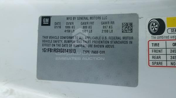 Photo 2 VIN: 1G1FB1RSXG0141613 - CHEVROLET CAMARO 