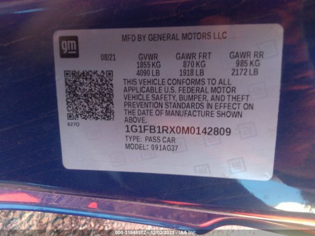 Photo 8 VIN: 1G1FB1RX0M0142809 - CHEVROLET CAMARO 