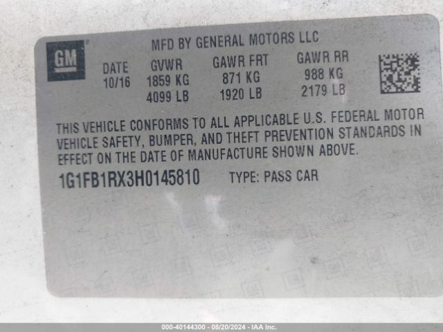 Photo 8 VIN: 1G1FB1RX3H0145810 - CHEVROLET CAMARO 