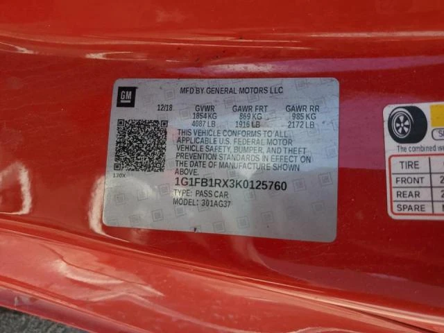 Photo 11 VIN: 1G1FB1RX3K0125760 - CHEVROLET CAMARO LS 