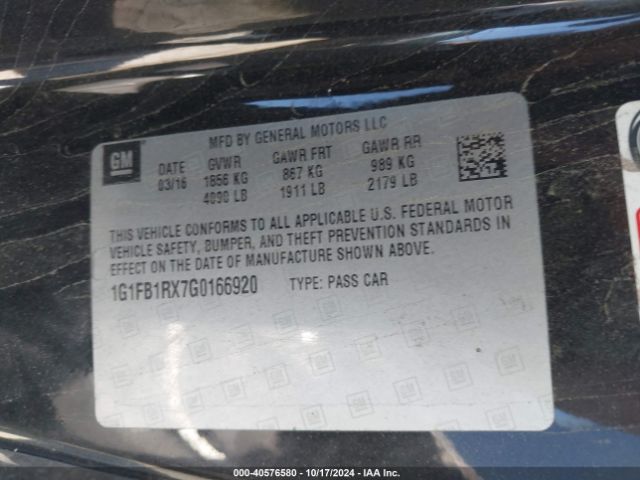 Photo 8 VIN: 1G1FB1RX7G0166920 - CHEVROLET CAMARO 