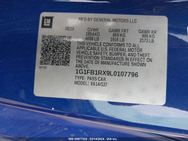 Photo 8 VIN: 1G1FB1RX9L0107796 - CHEVROLET CAMARO 