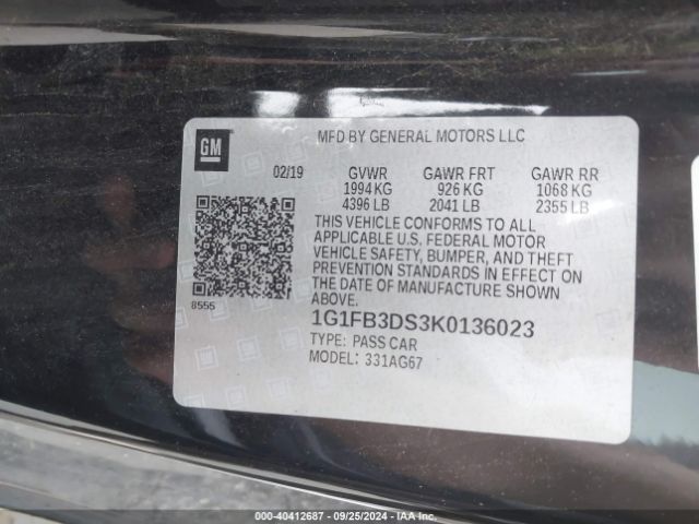 Photo 8 VIN: 1G1FB3DS3K0136023 - CHEVROLET CAMARO 