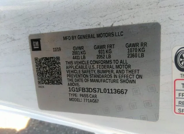 Photo 8 VIN: 1G1FB3DS7L0113667 - CHEVROLET CAMARO 