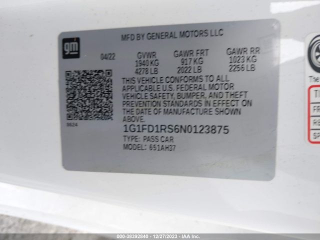 Photo 8 VIN: 1G1FD1RS6N0123875 - CHEVROLET CAMARO 