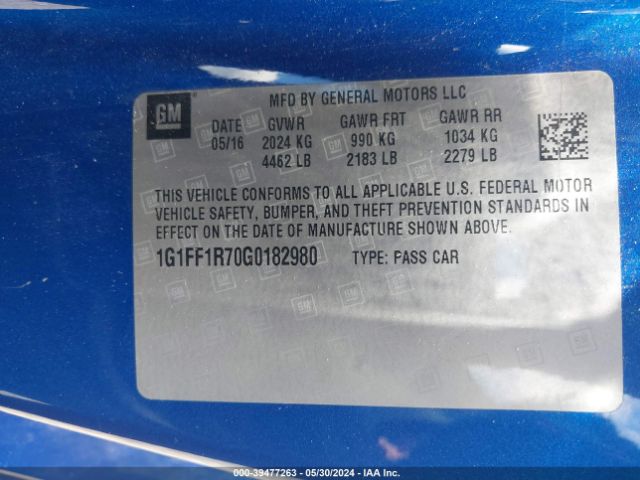 Photo 8 VIN: 1G1FF1R70G0182980 - CHEVROLET CAMARO 