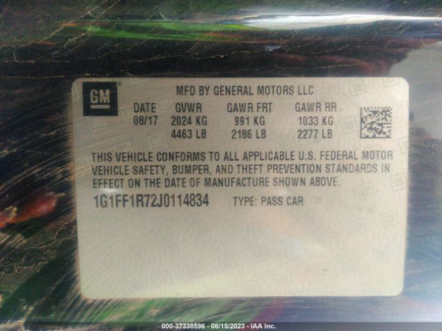 Photo 8 VIN: 1G1FF1R72J0114834 - CHEVROLET CAMARO 