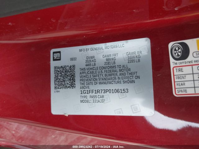 Photo 8 VIN: 1G1FF1R73P0106153 - CHEVROLET CAMARO 