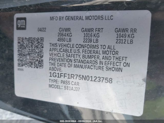 Photo 8 VIN: 1G1FF1R75N0123758 - CHEVROLET CAMARO 