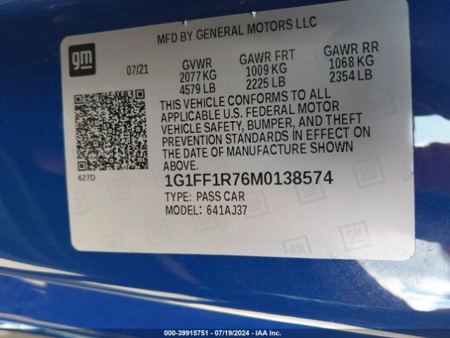 Photo 8 VIN: 1G1FF1R76M0138574 - CHEVROLET CAMARO 