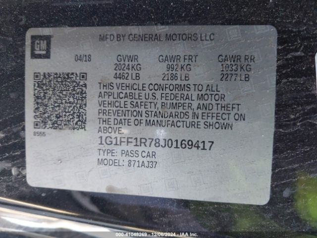 Photo 8 VIN: 1G1FF1R78J0169417 - CHEVROLET CAMARO 