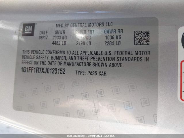 Photo 8 VIN: 1G1FF1R7XJ0123152 - CHEVROLET CAMARO 