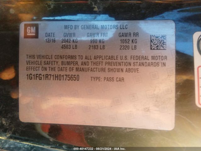 Photo 8 VIN: 1G1FG1R71H0175650 - CHEVROLET CAMARO 