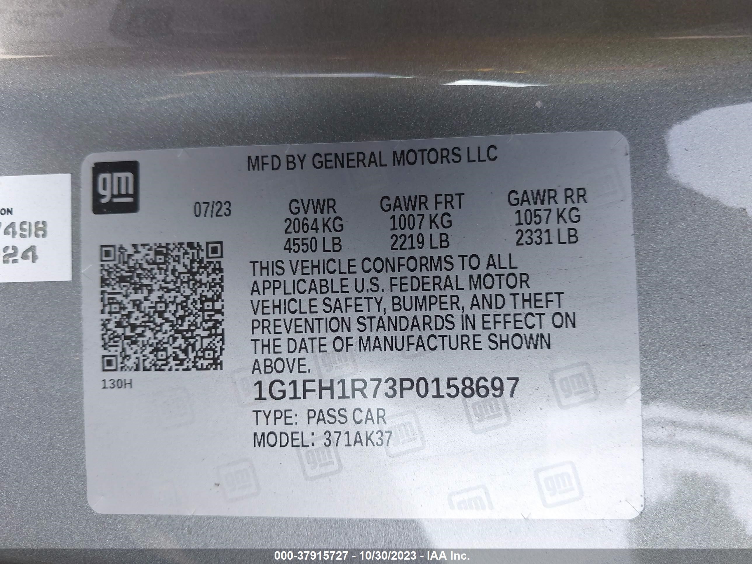 Photo 8 VIN: 1G1FH1R73P0158697 - CHEVROLET CAMARO 