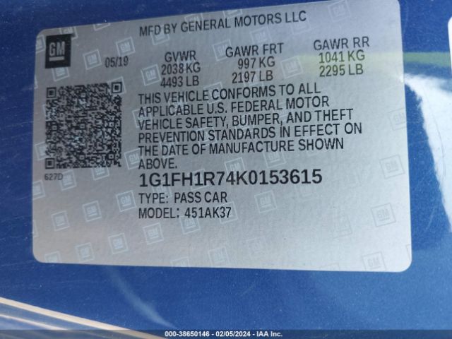 Photo 8 VIN: 1G1FH1R74K0153615 - CHEVROLET CAMARO 