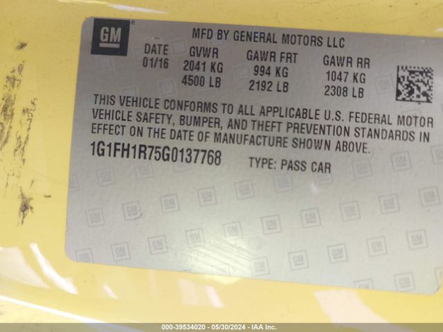 Photo 8 VIN: 1G1FH1R75G0137768 - CHEVROLET CAMARO 