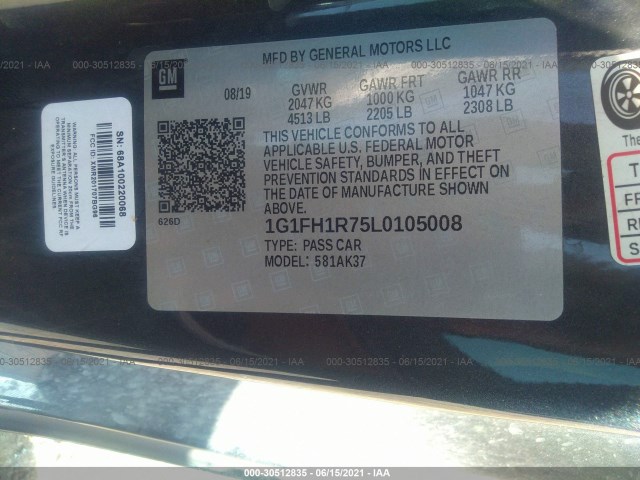 Photo 8 VIN: 1G1FH1R75L0105008 - CHEVROLET CAMARO 