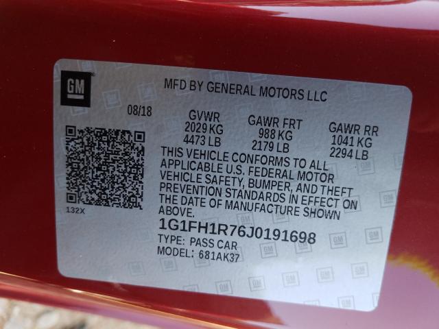 Photo 9 VIN: 1G1FH1R76J0191698 - CHEVROLET CAMARO SS 