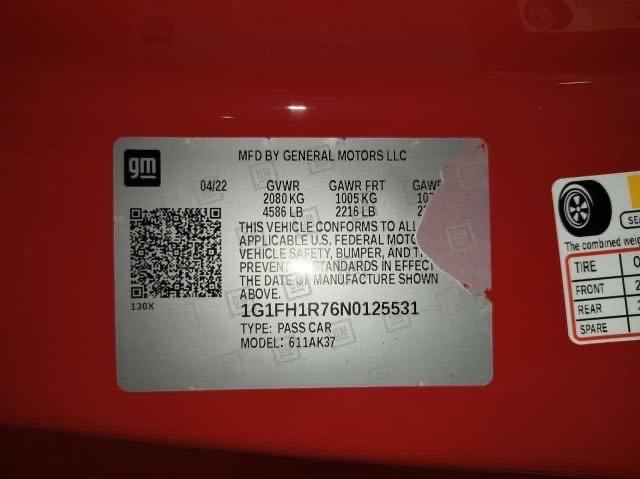 Photo 9 VIN: 1G1FH1R76N0125531 - CHEVROLET CAMARO 