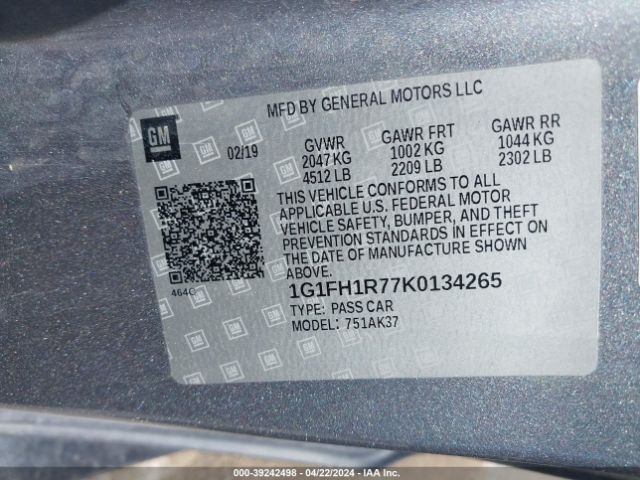 Photo 8 VIN: 1G1FH1R77K0134265 - CHEVROLET CAMARO 